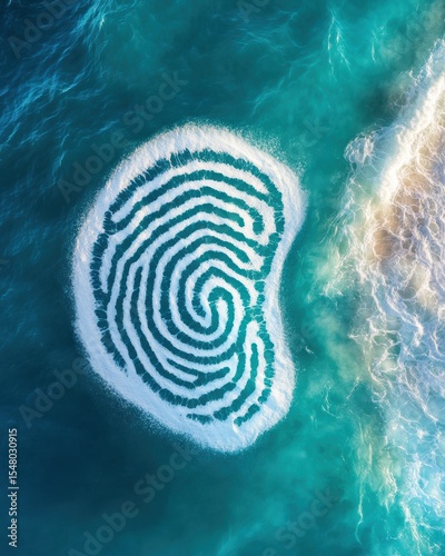 Ocean waves forming fingerprint pattern coastal environment aerial view nature concept earth and environment impact