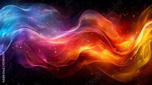 Cosmic Flow: Abstract Energy Waves in Nebula
