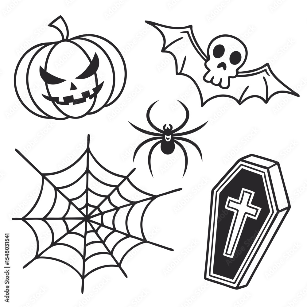 Fototapeta premium Spooky haunted house on a hill with bats and a full moon – Halloween vector illustration