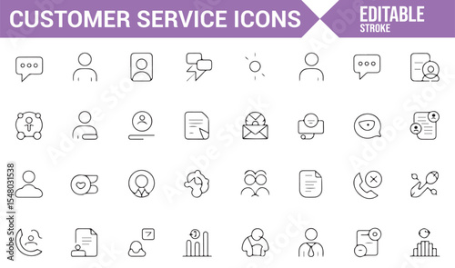 Customer Support Icons Featuring Messaging and Feedback Symbols