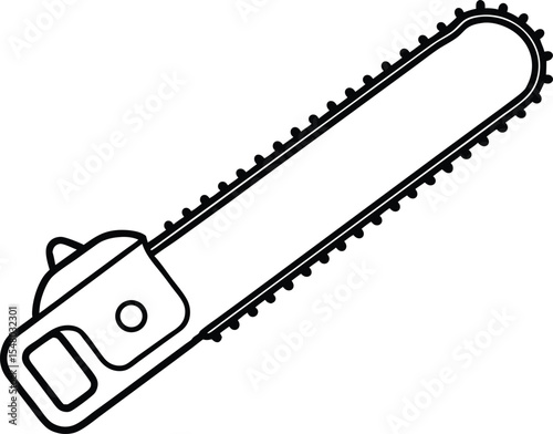 chain saw icon line art vector illustration on transparent background