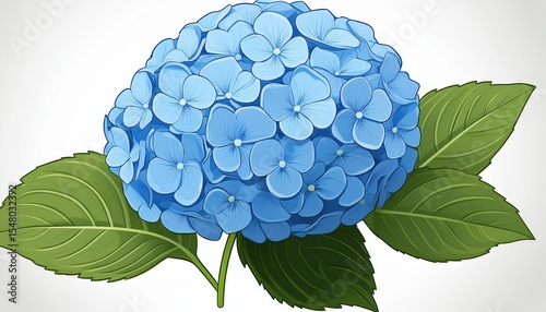 blue hydrangea flower isolated on white background