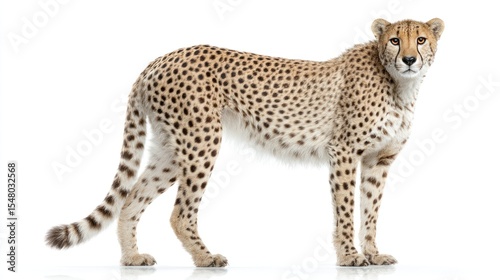 Cheetah standing against white background (1)