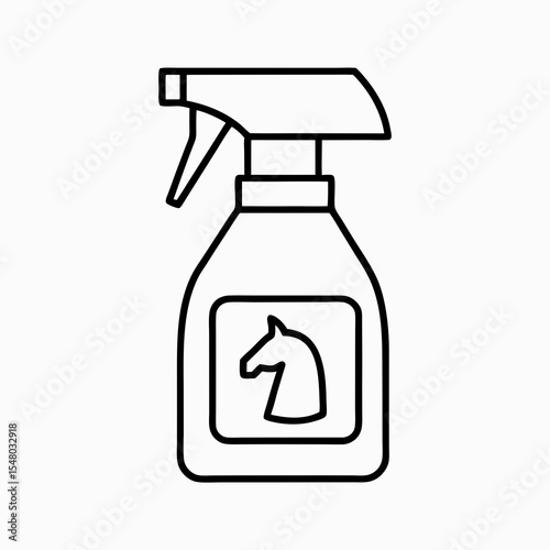 spray bottle with horse symbol for fly repellent or grooming care
