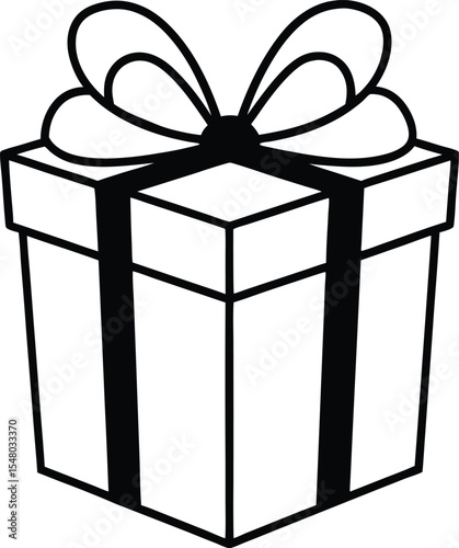 christmas gift box icon line art vector illustration on transparent background