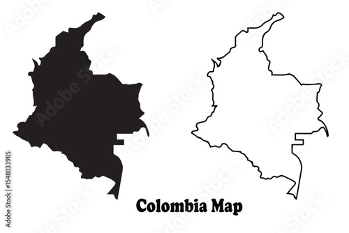 Map of Colombia, Colombia maps outline vector..
