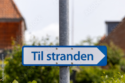 Ringkobing, Denmark A street sign says in Danish: To the Beach.