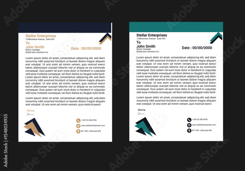 Business style letter head templates for your project design, Vector illustration.Business style letterhead template design for project with standard sizes.