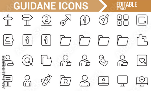 Set of Icons for Navigation, Information Access, and File Organization