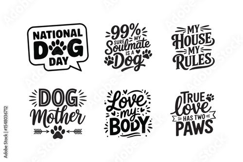 Dog Mom Quotes SVG Bundle with Paws and Love  Vector Illustration
