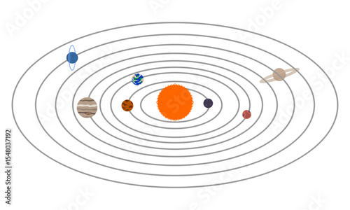 arangement of planets in the solar system set. vector illustration isolated on white background.