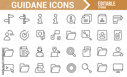 Set of Guidance Icons Representing Navigation and Information Systems