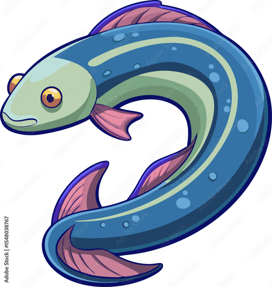 Obraz premium cartoon fish with a Eel