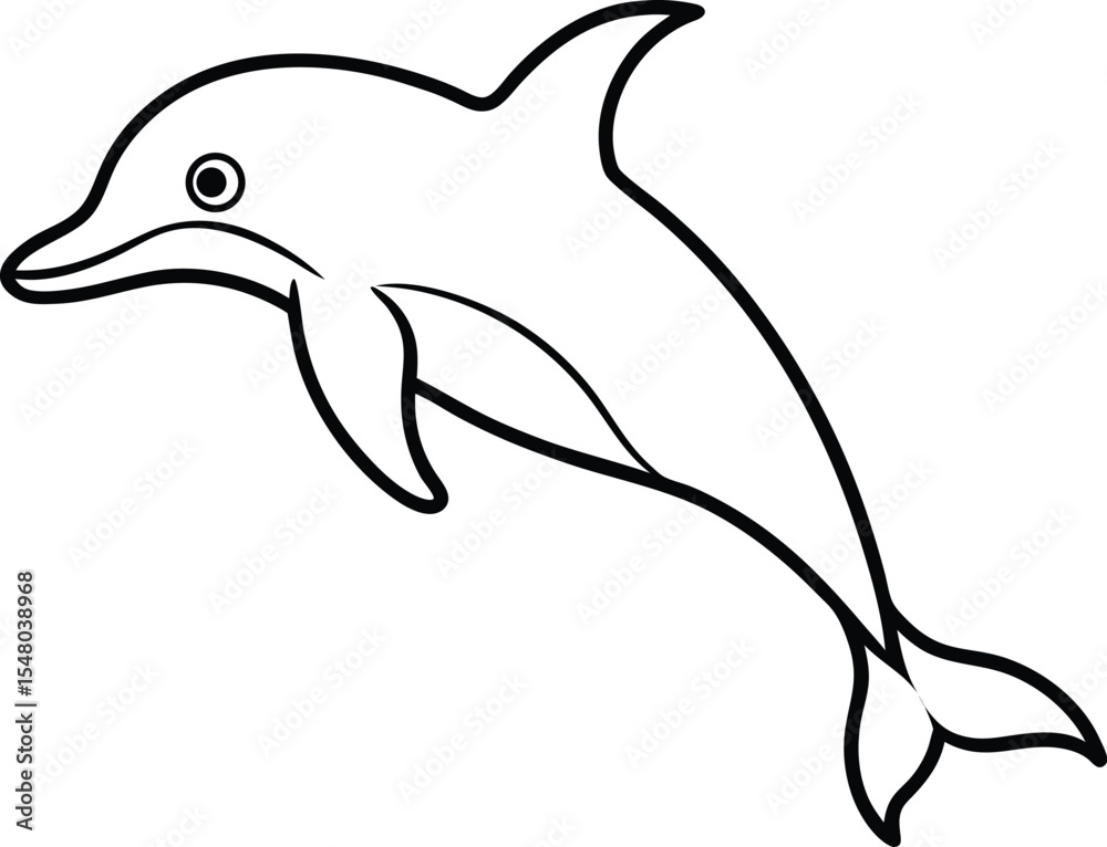 Fototapeta premium dolphin icon line art vector illustration on transparent background