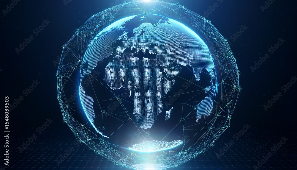 Fototapeta premium global network connection digital earth technology and futuristic data transfer