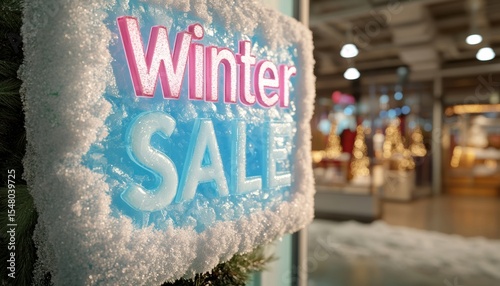 Winter sale 3d model tech display in icy blue palette indoor environment with smooth ice block inspiration