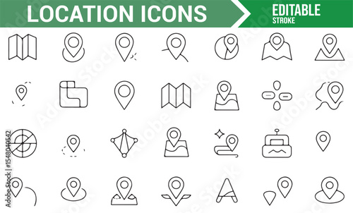 Icons for Location, Travel, and Wayfinding Featuring Direction Symbols