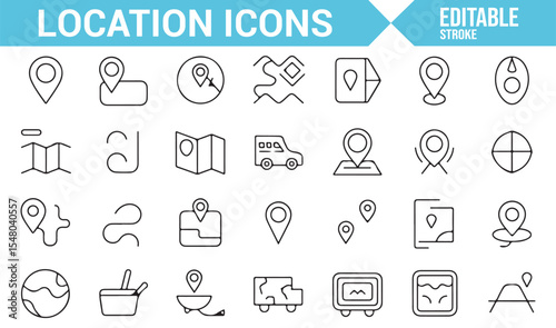 Collection of Geolocation Icons for Travel and Exploration