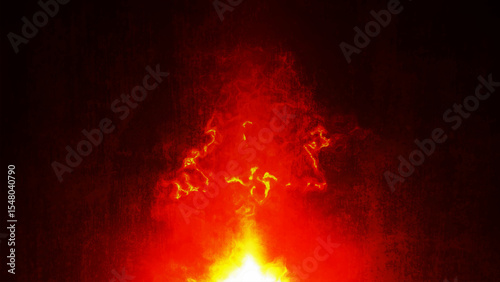 Fiery red-orange flames unfold vividly against a dramatic dark grunge background, capturing the power of the fire element. Vector illustration