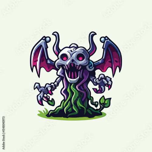 vector style cute unique undead monster mascot illustration