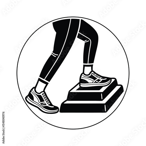 Woman Stepping Up On Exercise Step Platform