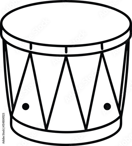 festive drum icon line art vector illustration on transparent background