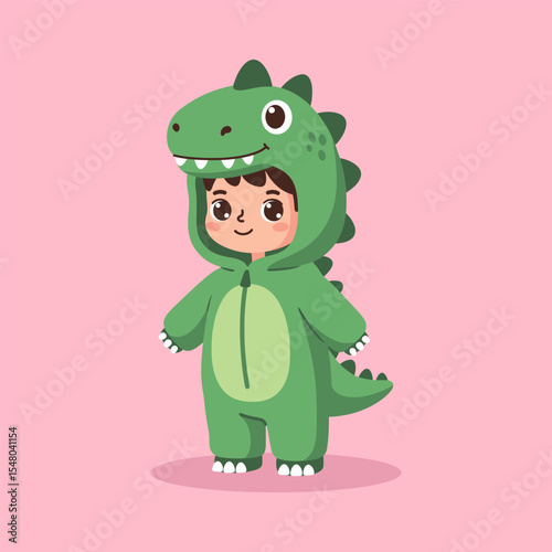 Adorable toddler in a cute dinosaur costume playful design for kids apparel