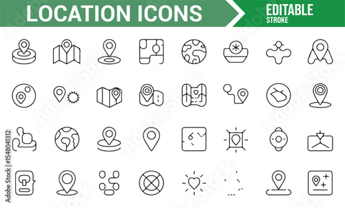 Icons for Location, Geolocation, and Travel Navigation