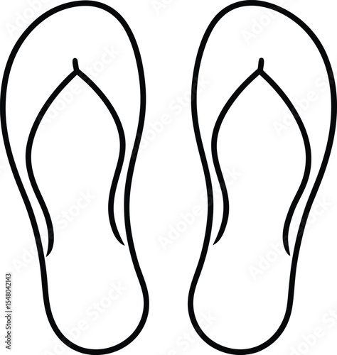 flip flops prints icon line art vector illustration on transparent background