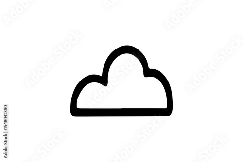 The image displays a simple black outline of a cloud icon. The shape features three rounded humps at the top, representing a fluffy cloud, and a flat base.