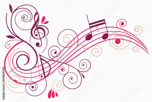 Swirling music notes pattern colorful vector design