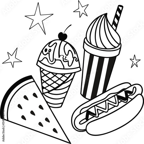 Delicious cold summer dessert: an ice cream cone vector illustration with sweet strawberry and chocolate flavors