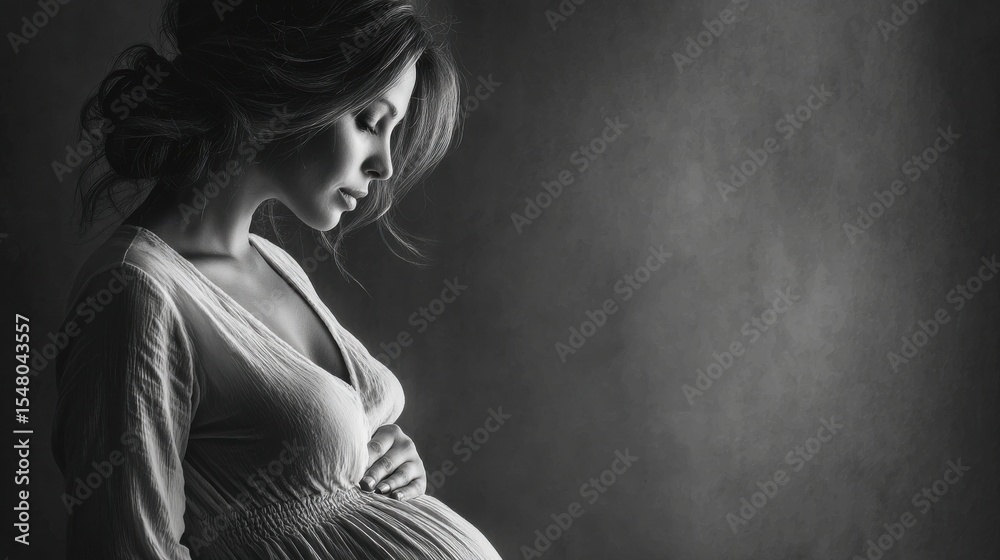 minimalistic maternity image, profile belly view with kind hand gesture, face out of frame, right copyspace minimalistic maternity image, profile belly view with kind hand gesture, face out of frame, right copyspace