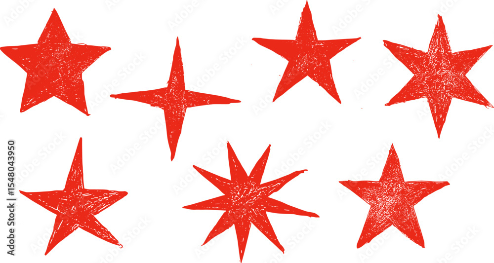 Obraz premium Star Basic Shapes Ink Brush Stroke Drawing Vector Set