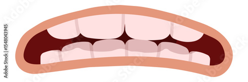 Cartoon mouth grimacing and revealing teeth while biting down, conveying frustration and anger through an expressive illustration isolated on a white background