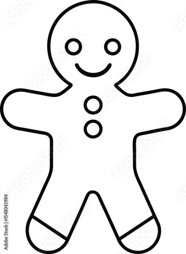 gingerbread man icon line art vector illustration on transparent background