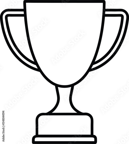gold trophy cup icon line art vector illustration on transparent background