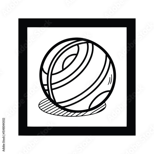 Simple Black and White Exercise Ball Illustration