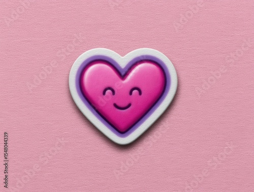 A cheerful smiling heart emoji in vibrant pink tones radiating warmth and love against a soft pastel backdrop perfect for expressing affection and joy in digital communication