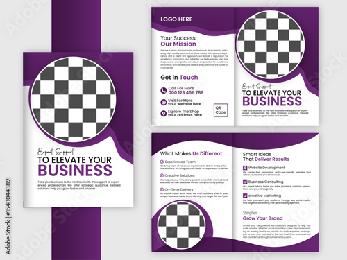 Modern Bifold Business Brochure Template – Clean Corporate Layout for Marketing and Branding. Modern Bifold Business Brochure Design Template. Clean Minimal Bifold Company Brochure Design