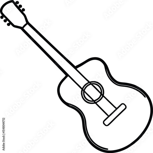 guitar icon line art vector illustration on transparent background