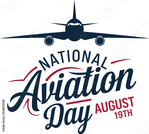 National Aviation Day calligraphy design, hand lettering Holiday, USA celebrated on August 19. Vector template for banner isolated on illustration