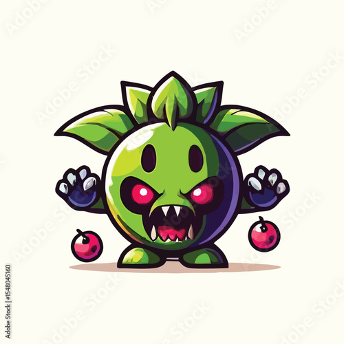 vector style cute unique undead monster mascot illustration