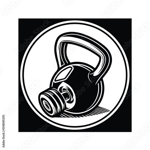 Black and White Kettlebell Graphic Design