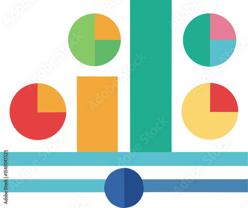 A vector set of business infographic elements featuring charts, pie graphs, and success icons for data presentation and marketing reports