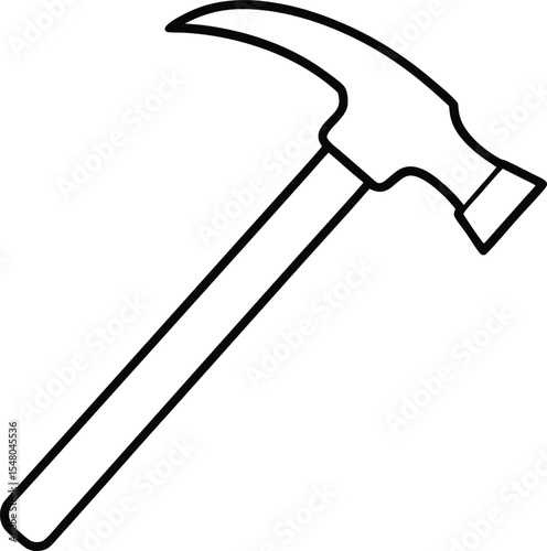 hammer icon line art vector illustration on transparent background