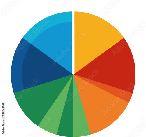 Colorful 3D pie chart diagram illustrating financial data growth and marketing success, ideal for business reports and presentations