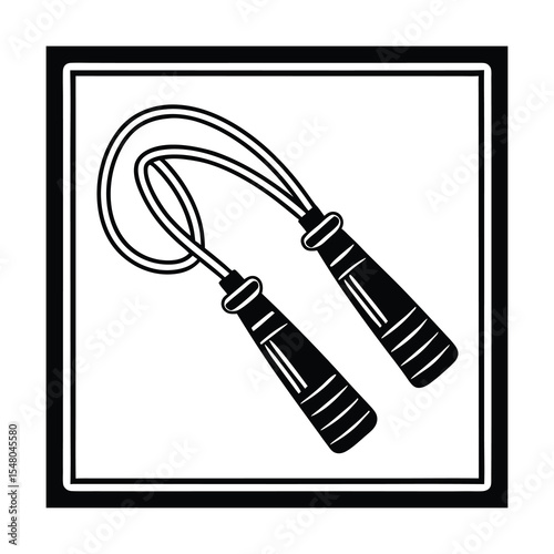 Simple Black and White Jump Rope Illustration