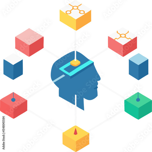 Isometric 3D vector icon set of residential buildings, furniture, and house illustrations for real estate and architectural design concepts