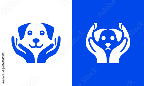 Caring hands protecting dog logo design ai generated